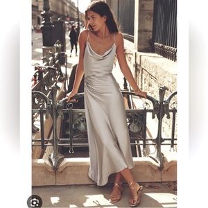 NWT Zara XS silver asymmetrical midi dress.